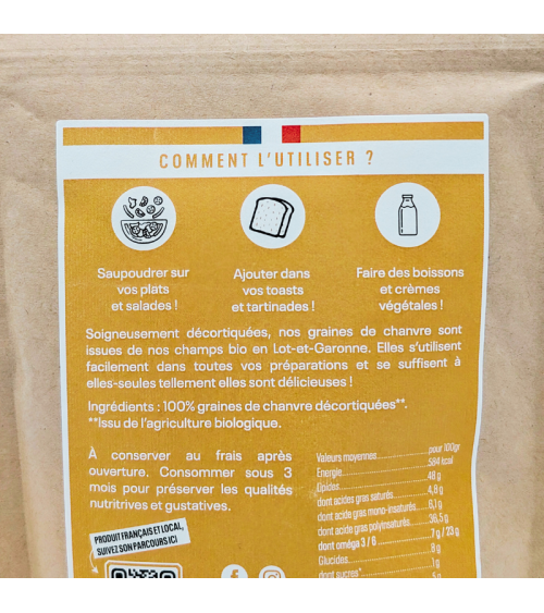 Graine de chanvre alimentaire bio - La Vilaine Graine